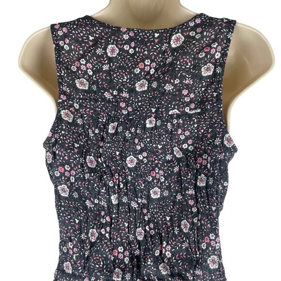 American Eagle Floral Tassel Tie Romper Sleeveless Gray Pink Size XS - Picture 7 of 9